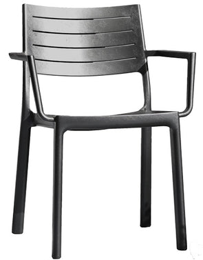 Keter Metaline Metal Look Dining Chair : Black - 6 PACK